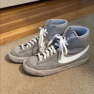 Nike Blazers Gray and White High-Top Sneaker Great condition barely worn